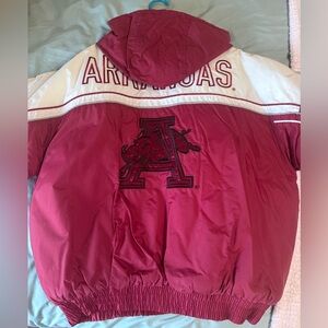 Mens Arkansas Razorbacks Red and White Puffer Jacket